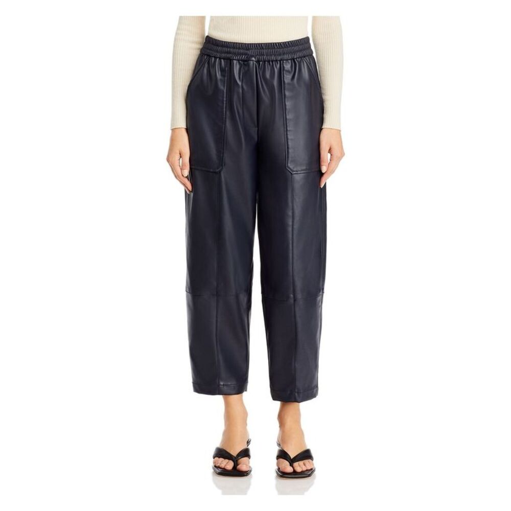 PHILLIP LIN Womens Blue Pocketed Pull On Faux Fly Drawstring Cropped Pants L